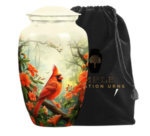 Aluminum Cremation <b>Urn</b> Bird engraved design Cremation <b>Urns</b> Meena Coating Finish Leak-Proof Design (Keepsake & <b>Large</b> Options - Product Image 1