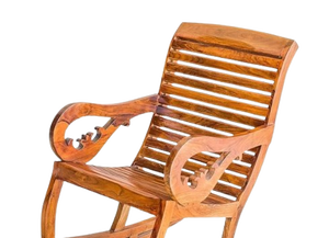 Ciorea Traditional Solid <b>Wood</b> Dining Chair with Unique Crave Arm Design Portable Indoor Use Slatted Back - Product Image 6