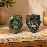 Masque en cristal sculpté en forme de visage triste, ornement en pierre naturelle pour décoration d'étagère, espace de méditation et exposition artistique