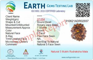 ชายและหญิง5 mukhi/108หน้า + 1ลูกปัด rudraksha Jaap Mala, ธรรมชาติและได้รับการรับรองสำหรับผลบวก (สีน้ำตาล, 6มม.) - Product Image 3