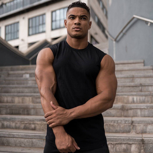 Débardeur de sport pour homme sur mesure en gros, coupe musclée, jersey uni, décontracté, été, fitness, course à pied, grande taille, broderie imprimée - Product Image 1