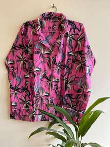 Hermoso Pijama de algodón rosa para mujer, traje de noche con cuello en V y estampado de mono, estilo Sexy suave y transpirable - Product Image 4