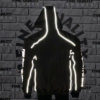 Veste coupe-vent personnalisée avec surpiqûres réfléchissantes, broderie réfléchissante et fermeture éclair, style streetwear, vêtements spéciaux