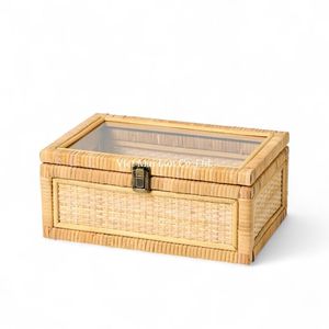Caja de Almacenamiento de Ratán de Estilo Bohemio Ecológica, Hecha a Mano con Materiales Naturales, Multifuncional para la Organización del Hogar, Hecha en Vietnam - Product Image 1