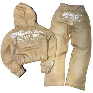 Ensemble sweat-shirt et jogging surdimensionné pour homme en molleton français 100% coton vintage, poids lourd, délavé à l'acide, effet délavé au soleil - Product Image 2