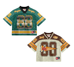 Maillot de football rétro personnalisé surdimensionné American Mesh Design Streetwear recadrée veste en polyester au meilleur prix style français - Product Image 3