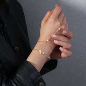 Interlocking Squares <b>Charm</b> Bracelet Laser Cut Design Turkish Handmade Wholesale 925 Sterling Silver Jewelry - Product Image 2