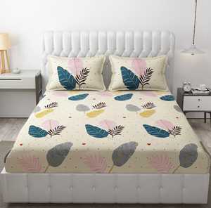 Ensemble de draps en coton biologique de qualité élégante, 3 pièces, imprimé floral uni, style classique, confortable, toutes saisons, idéal pour offrir en cadeau - Product Image 1