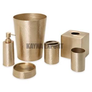 Ensemble de salle de bain 6 pièces fini laiton design martelé - Product Image 1