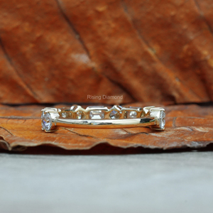 0,88 CTW Lab Grown Diamond Half Eternity Pave Set en oro amarillo CVD Wedding Band Anillos de regalo de aniversario - Product Image 5
