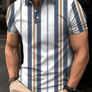 2025 Men's High Quality Knitted for Polo Shirt Casual Short-Sleeved T-Shirt with <b>Light</b> & Breathable Solid Color Blank Design - Product Image 1