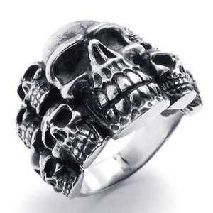 Anillo de Calavera de Acero Inoxidable para Hombre, Vendedor de EE. UU., Tallas 8-14, Color Plateado, Modelo SR45 - Product Image 2