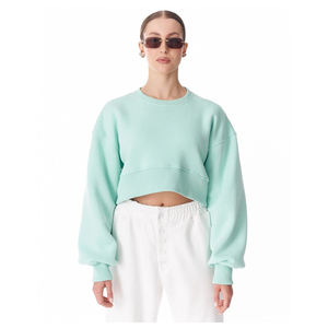 Sudadera Corta de Manga Larga 100% Algodón para Mujer, Cuello Redondo, Ropa Casual de Calle para Invierno y Primavera - Product Image 1