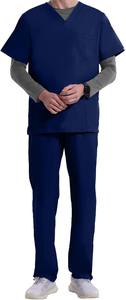 Ensemble de tenue médicale pour hommes, léger et respirant, deux pièces, haut à col en V et pantalon, 100% coton, détection d'aiguilles - Product Image 6