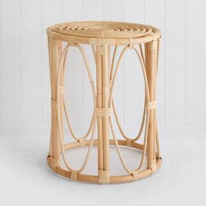 Table d'appoint haute en rotin tressé à la main, écologique, design cylindrique à cadre ouvert, finition naturelle, mobilier en gros pour hôtels et complexes hôteliers - Product Image 3