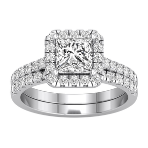 Bague de fiançailles et de mariage en or massif 9 carats pour femme, diamant de laboratoire taille princesse, 1,66 carats, clarté VS, couleur EF, luxe, certifiée IGI - Product Image 1