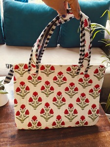 100% puro algodón acolchado duradero moderno portátil caso 15 "-17" bolsa protectora de negocios rojo blanco bloque impreso diseño Floral portátil - Product Image 3