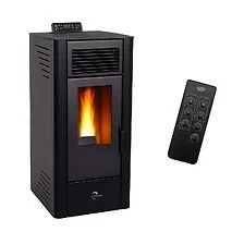 Poêle à granulés de bois moderne autoportant 8KW en acier avec télécommande pour salon intérieur - Product Image 4