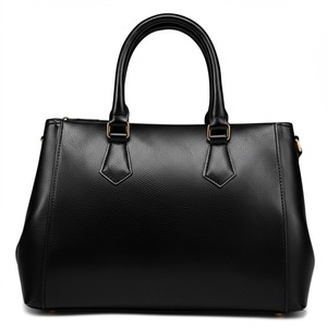 Bolso de mano con cierre de cremallera informal de piel de oveja auténtica para mujer - Product Image 1