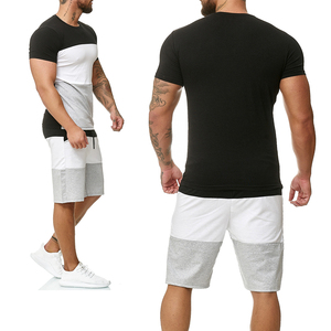 Conjunto de dos piezas informal de verano de alta calidad para hombres, venta al por mayor, camiseta de manga corta, pantalones cortos recortados, chándales - Product Image 1