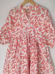 Haute qualité indien femmes décontracté imprimé longue Maxi robe col rond et taille naturelle Style doux 100% coton prix de gros - Product Image 4