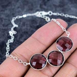 925 argent plaqué à la mode lien chaîne collier pour femmes rose améthyste forme fiançailles fête anniversaire cadeaux - Product Image 1