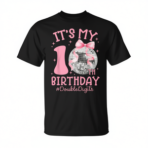 T-shirt Coquette Bow Disco Ball per ragazze, simpatico regalo promozionale per il 10° compleanno - T-shirt per la festa di compleanno - Product Image 2