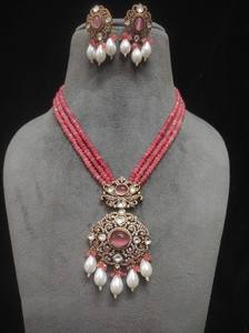 Conjunto de collar de diseñador de lujo chapado en oro antiguo de latón polaco victoriano, pendientes nupciales para mujeres y niños, fiesta de boda - Product Image 2