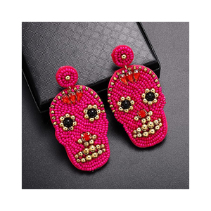 Pendientes de cuentas de Halloween 2024 de fabricante directo para mujeres y niñas, pendientes geométricos únicos, joyería para disfraz a bajo precio - Product Image 3