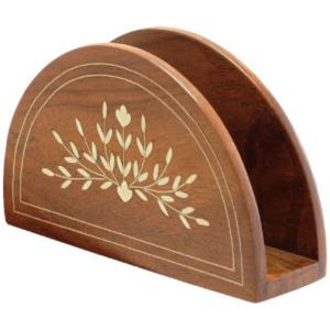 Elegante servilletero moderno de madera de acacia natural, organizador independiente para comedor, mesa de madera sostenible ecológica - Product Image 4