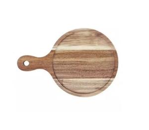 Bandeja de madera redonda de gran oferta con bandeja elegante con asa para servir o almacenar - Product Image 1