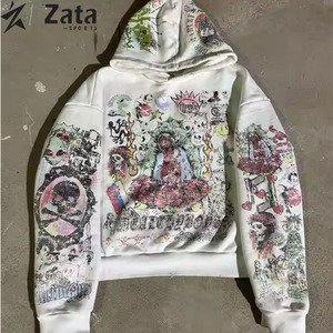 DTG เสื้อฮู้ดผ้าคอตตอนหนาของผู้ชายเสื้อมีฮู้ดแบบสวมหัวมีฮู้ดโฟม3D ออกแบบได้เองสำหรับโลโก้กราฟิกเป็นมิตรกับสิ่งแวดล้อม - Product Image 1