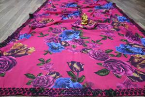 El último diseñador étnico Georgette Saree La mayoría de las tendencias Ropa de fiesta Bordado alto Encaje Trabajo Impresión digital Hermosa Sari - Product Image 6