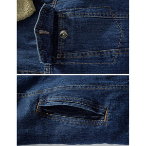 Veste en jean matelassée vintage décontractée pour homme, automne/hiver, coupe-vent, légère, 100% coton avec rembourrage, fabriquée au Pakistan - Product Image 5
