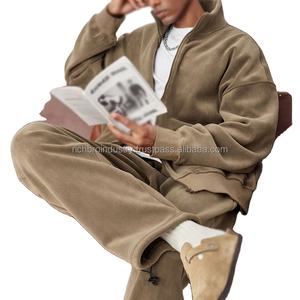 Chándales de hombre de felpa francesa de alta calidad de algodón 100%, chándal ligero de gran tamaño con logotipo frontal de talla grande - Product Image 4