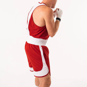 Tenue de boxe personnalisée Lamatex Sports pour hommes, ensemble short de combat rouge et blanc, tenue d'entraînement, vêtements de combat, confortable et respirant - Product Image 3