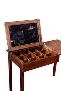 Modern Solid Oak Wood <b>Vanity</b> Table <b>with</b> Round Mirror and PU Finish High Quality for <b>Bedroom</b> or Hotel Use Featuring Storage - Product Image 4