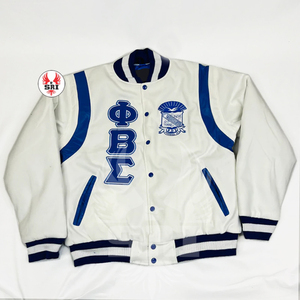 Phi Beta Sigma Varsity Letterman Jacket Royal Blue White Lightweight Waterproof Greek Letters Fit Fraternity Greek Outerwear - Product Image 2
