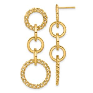 Leslie's 14K White Gold Polished Fancy Circle Link Dangle <b>Post</b> <b>Earrings</b> Classic Geometric Drop Design for Weddings and Parties - Product Image 1