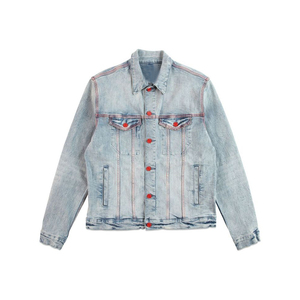Chaqueta vaquera Vintage para hombre y cuello alto de impresión personalizada con logotipo frontal Chaquetas vaqueras hechas en Pakistán al por mayor - Product Image 2