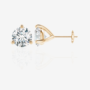Three Prong <b>Stud</b> Sterling <b>Silver</b> Earrings Round Cut Moissanite Diamond Unique and Elegant <b>Studs</b> - Product Image 1