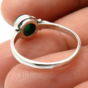 แหวนพลอยโอนิกซ์สีเขียวธรรมชาติเครื่องประดับ925ตามสั่ง - Product Image 4