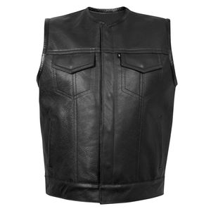 promotionMen's Professional Motorcycle Biker Sleeveless Genuine Leather <b>Vest</b> New Rivet Cowskin <b>Black</b> <b>Vests</b> Online Sale OEM ODM - Product Image 6