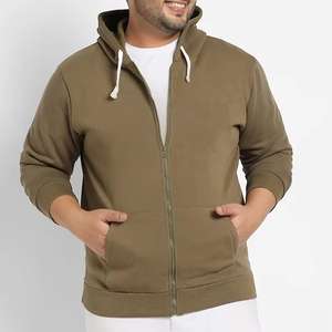 เสื้อฮู้ดแบบซิปไม่มีเชือกรูดสำหรับผู้ชายเสื้อมีฮู้ดผ้าฟลีซโอเวอร์ไซส์แบบเรียบเรียบ - Product Image 4