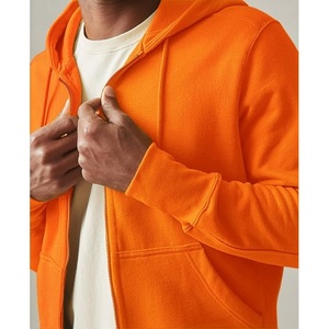 เสื้อฮู้ดแบบมีซิปสำหรับผู้ชายผ้าฝ้าย100% แขนยาวผ้าคอตตอนสีทึบทึบทึบทึบแขนยาว - Product Image 4