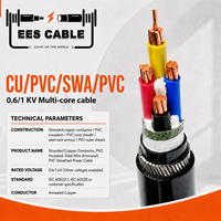 Câble d'alimentation multiconducteur CU/PVC/SWA/PVC, conducteur en cuivre toronné, isolation PVC, blindage en fil d'acier, gaine PVC