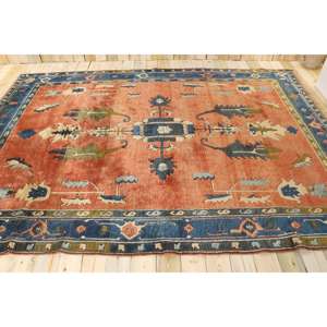 Tapis turc vintage 7,7x11 pi (235x335 cm), tapis en laine rouge - Product Image 2