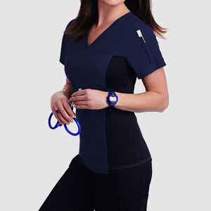 Algodón Poliéster Nuevo Conjunto de exfoliación para mujer Estilo Tops Hospital Uniforme médico Conjuntos Cuello en V Color blanco sólido Enfermería Scrubs Mujer - Product Image 3