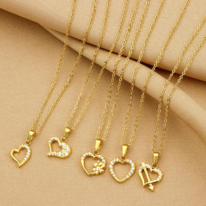 สร้อยคอจี้หัวใจ18K ทำจากสแตนเลส316L หรูหราประดับเพทายชุบทองหรูหราสำหรับผู้หญิง - Product Image 2