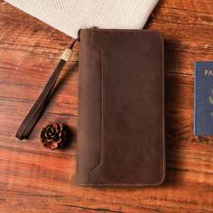 Personalized Genuine <b>Leather</b> Vintage Family Passport <b>Holder</b> <b>Travel</b> Wallet RFID Blocking Multi-Function <b>Document</b> Organizer Custom - Product Image 2